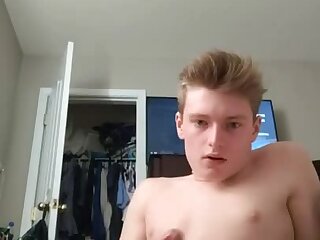 Finnish guy jerking off with a banana up his arse.