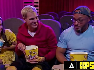OOPSIE - Petite Spencer Bradley Has PUBLIC BISEXUAL THREESOME With Interracial Guys At The Theatre!