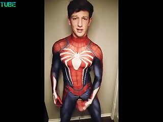 Spiderman jerks off