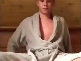 Cute blonde get hornie sauna jo