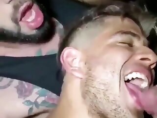 Tasting the cum with joy