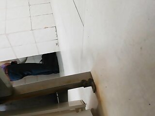 While in the toilet jerking off, noticed some strange noises outside in the urinals. I peeked outside and saw this hot daddy playing alone.