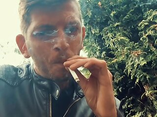 Handsome Smoker in Leather