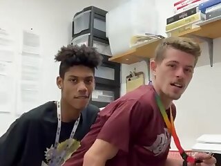 Family Dollar employees fuck in the back office.