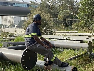 A gay guy asks if he can take pictures of the blue-collar worker at his workplace. After he catches the worker pissing, they start to fuck in public.
