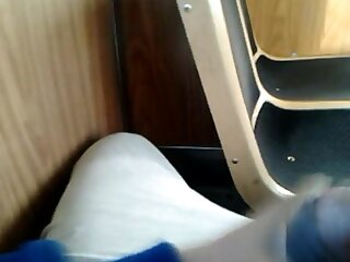 Guy shooting jerking off and shooting a big load on the bus