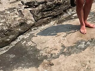 Real amateur Daddy shows his cock ok the Rocks