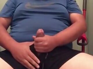 Toilet-made amateur fat asian guy with big thick dick silent shy wanking