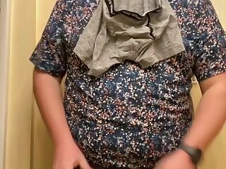 Chubby pig faggot strokes his micro cock in his underwear