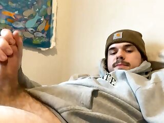 He was so horny he jerks off for awhile in bed