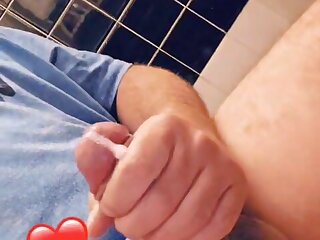 Daniel Van Winkle shooting a load in the bathroom