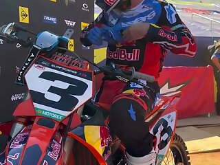 Watch this geared up rider get interviewed after a race.