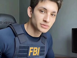 Watch this cute muscular twink in his FBI uniform.