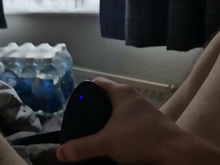 Finally given permission to cum. Shot huge load on chest.