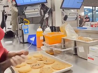 Worker cummes on customers food boys porn