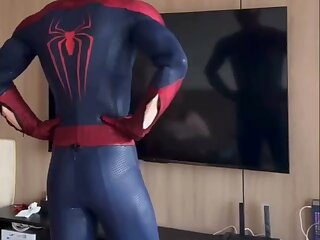 Watch this compilation of spiderman's in their suits having fun.