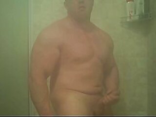 Steamy Shower Jerking Session and Cum on Glass with Big Uncut Cock