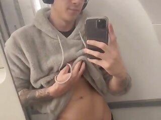 Thick young cock in plane