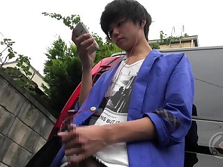 Japanese boy shows off his ejaculation outdoors2